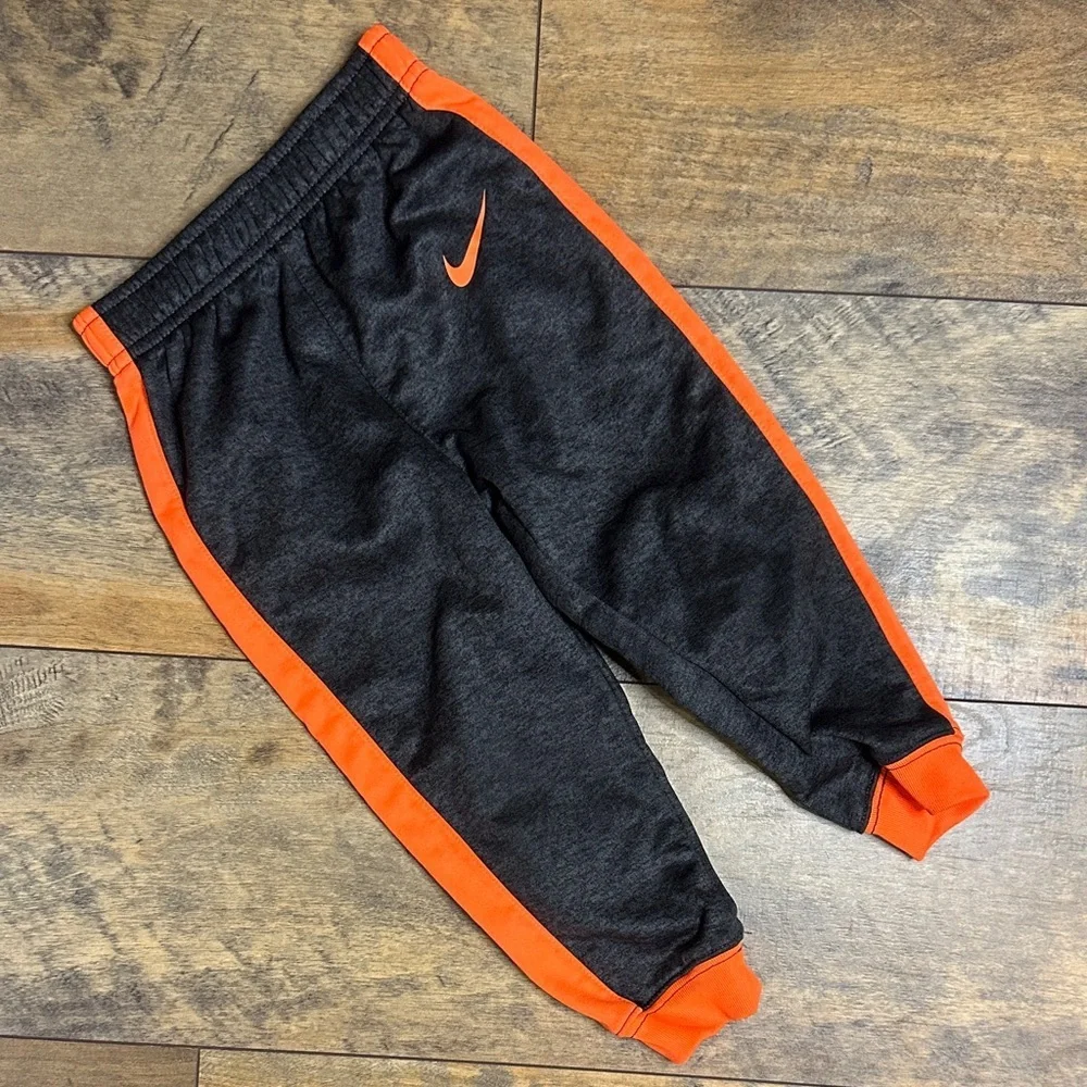 Nike Baby Dark Gray and Bright Orange Joggers, Size 24M, EUC